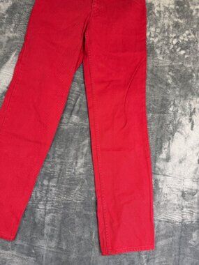 Womens Red Lawman Western Jeans Size 13  High Waist Gold Button Accents
